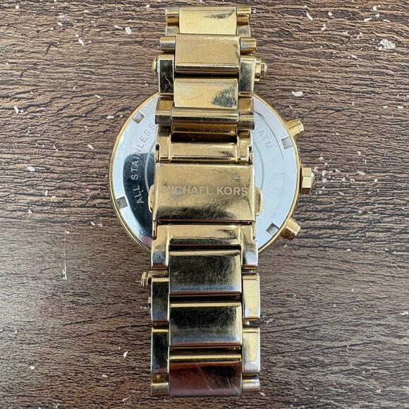 Michael Kors Women MK5354 Parker Chronograph Pave Gold Tone Quartz 39mm Watch 6\